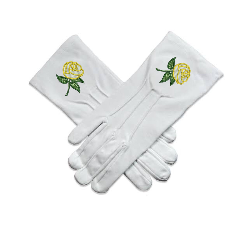 Gants blancs avec Rose - Daughters of the Nile Nos Colonnes - Boutique Maçonnique