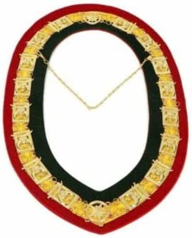 Collier Chaîne Officiers Luxe rouge-jaune-vert - Shriners International Nos Colonnes - Boutique Maçonnique