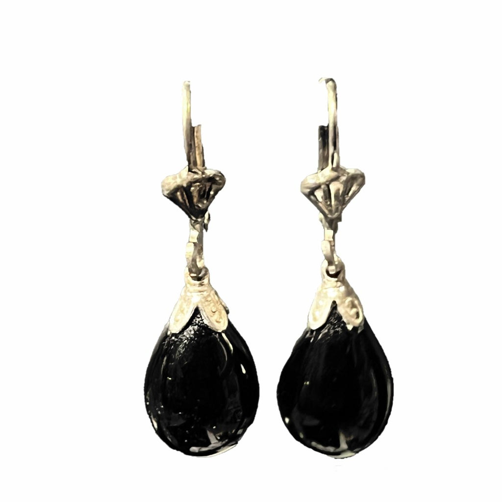 Boucles d'oreilles noires en verre filé N°3 - Nos Colonnes