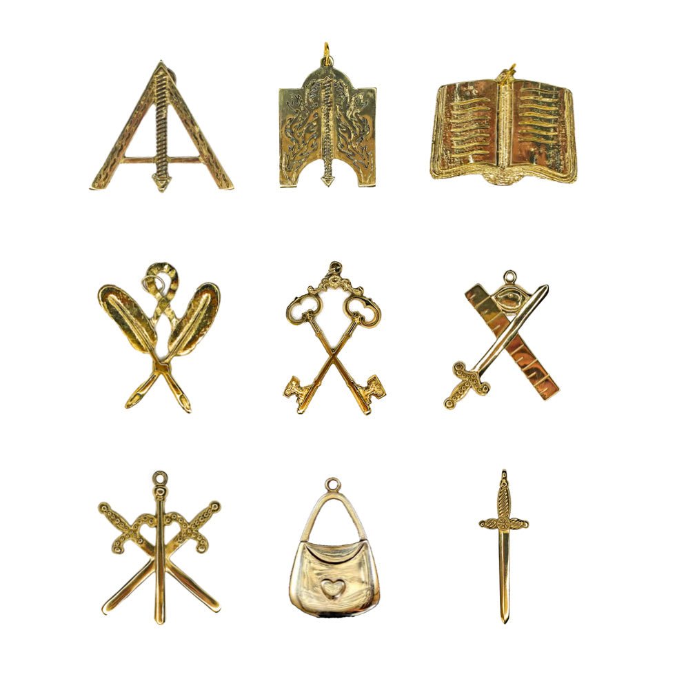 Pack 9 Sautoirs Officiers. Soie Naturelle - Rite de Cerneau - Nos Colonnes
