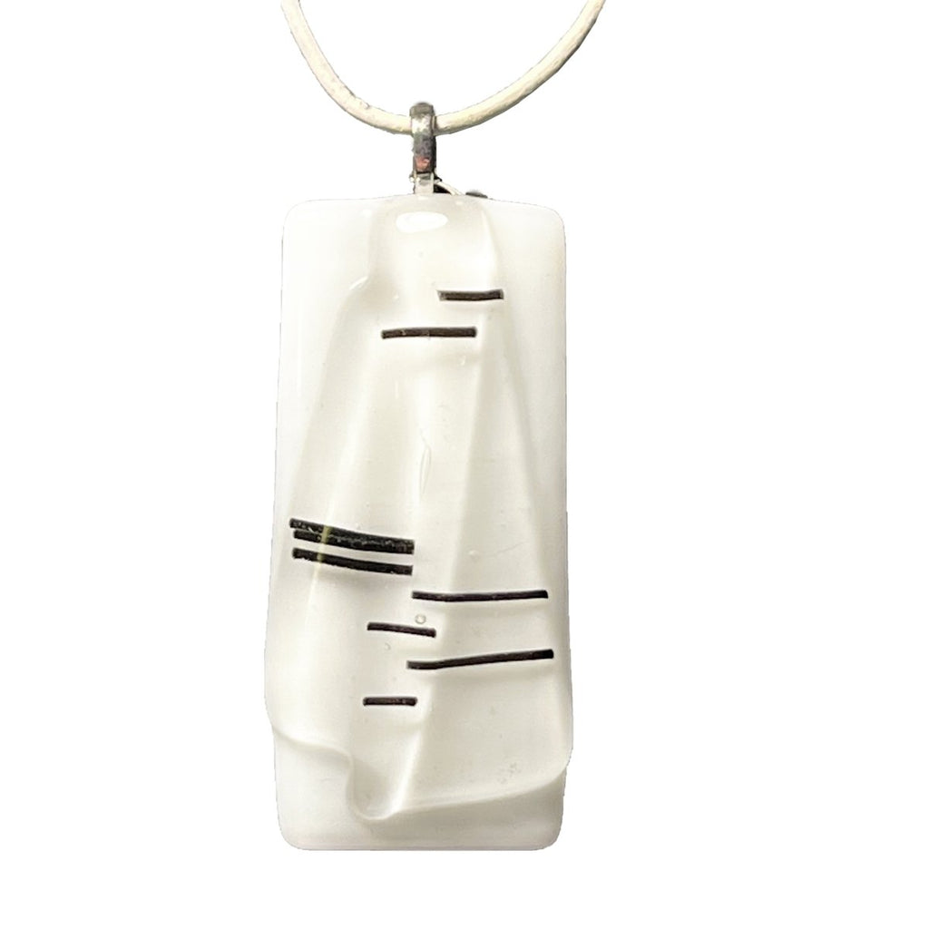 Pendentif blanc et noir en verre fusionné N°4 - Nos Colonnes