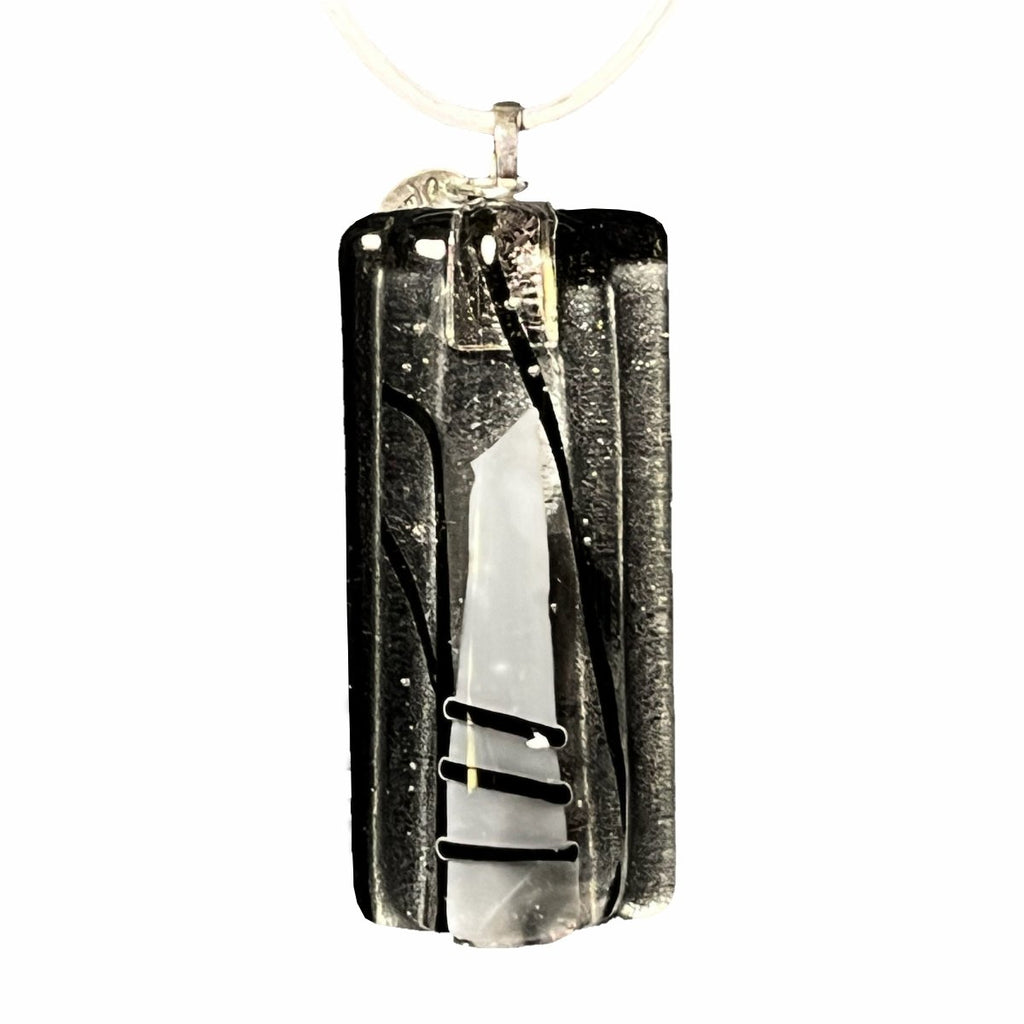 Pendentif noir et blanc en verre fusionné N°11 - Nos Colonnes