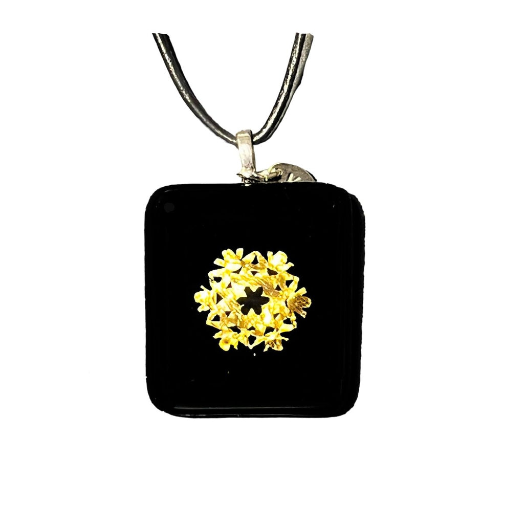 Pendentif noir fleur en verre fusionné N°2 - Nos Colonnes