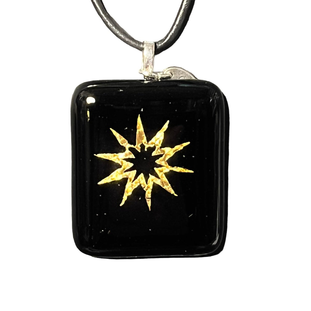 Pendentif noir soleil en verre fusionné N°3 - Nos Colonnes