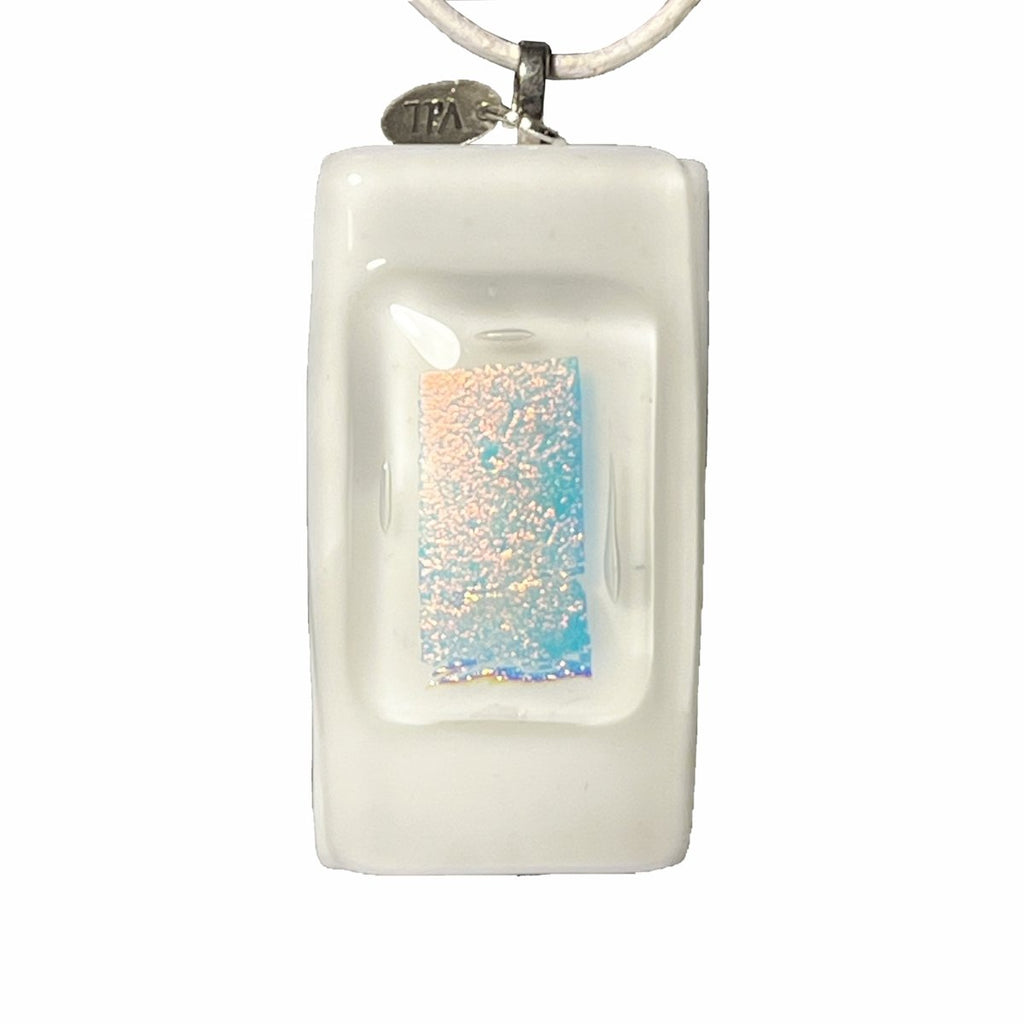 Pendentif translucide et chrome en verre fusionné N°10 - Nos Colonnes