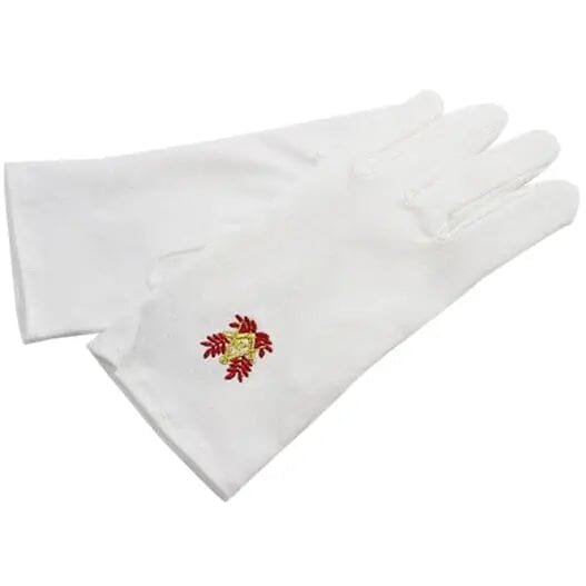 Gants Blancs Maçonniques Équerre Compas Acacia Rouge - Nos Colonnes