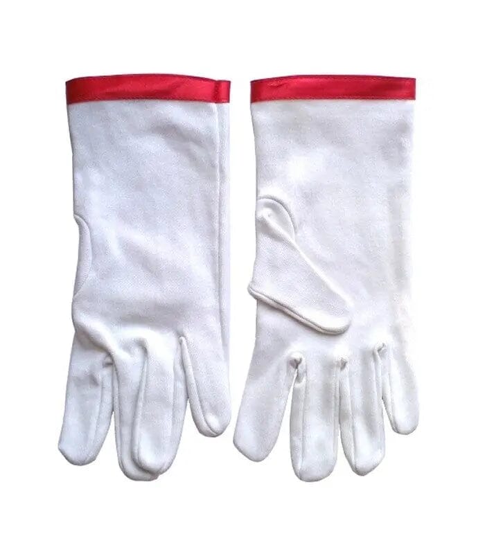 Gants Blancs Rouges Maçonniques - 27° Rite Écossais Ancien Accepté REAA - Nos Colonnes