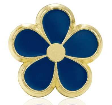 Pin's Maçonnique Myosotis "Ne m'oublie pas" (bleu et or) - Nos Colonnes